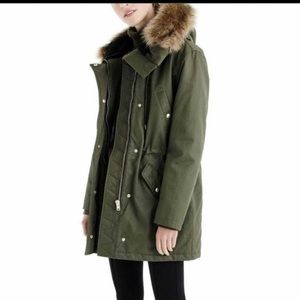 JCrew Perfect Winter Parka coat olive green size medium